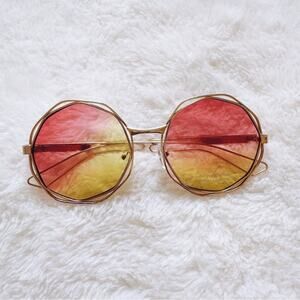 Seraphina Pink & Yellow Geometric Sunglasses